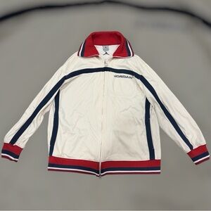 Vintage Air Jordan full-zip warm-up jacket men’s sz Large beige/navy track